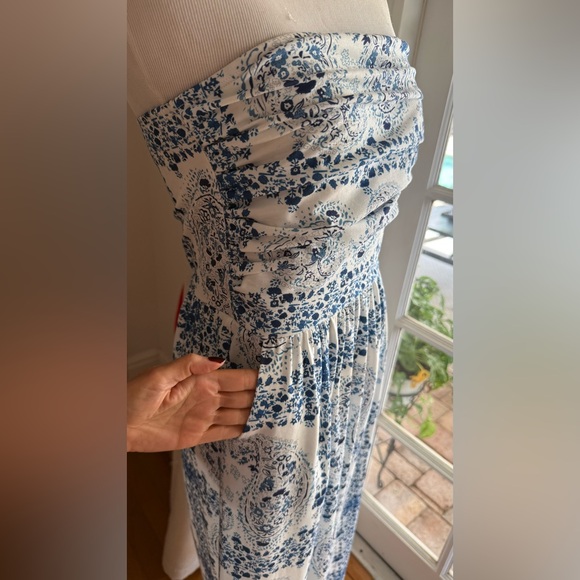 Grace Karin Strapless Blue and White Maxi Dress Medium EUC - Picture 5 of 7